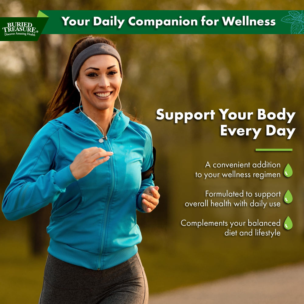 Buried Treasure Liquid Advantage Fulvic Minerals clear liquid in a glass showing purity.