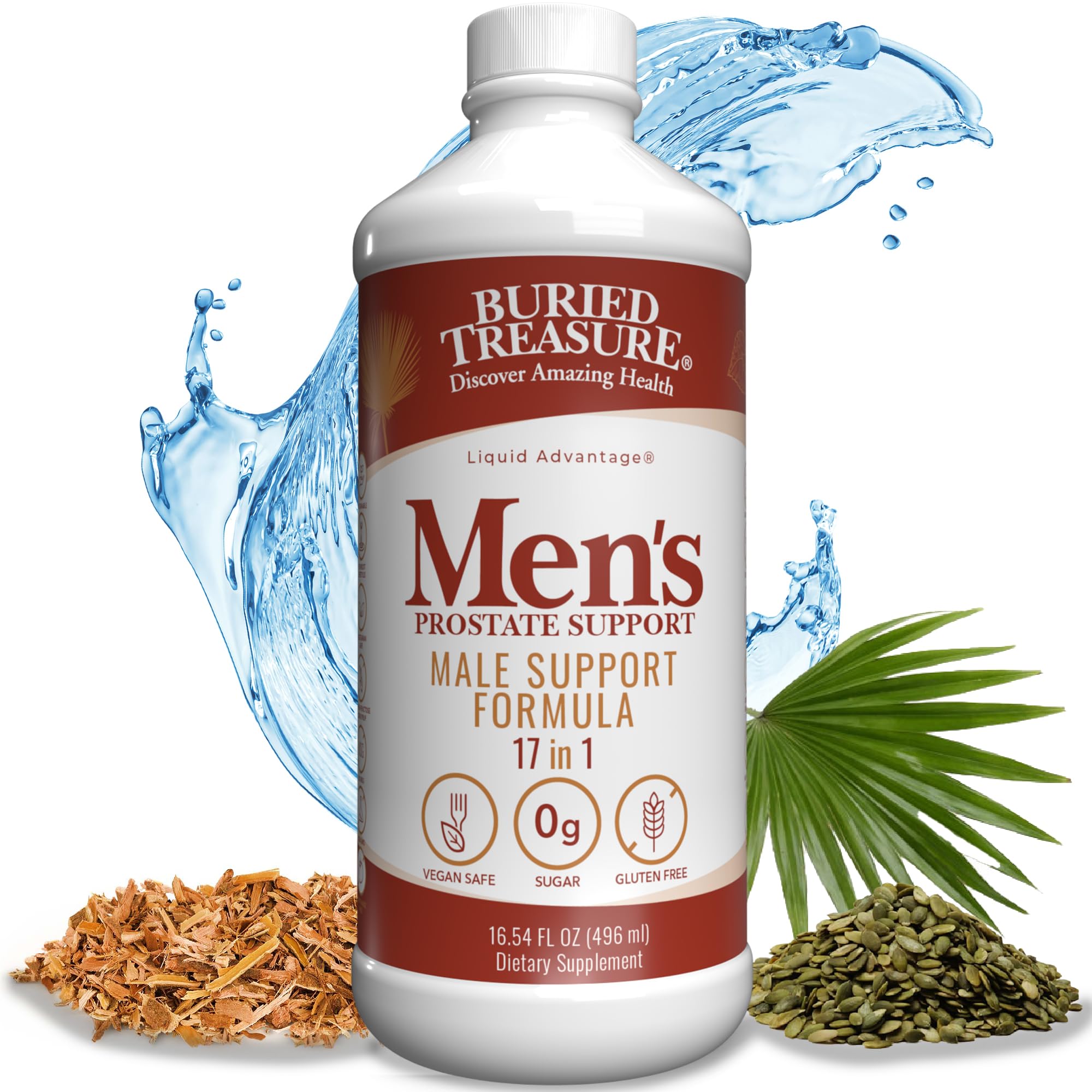 Buried Treasure Men's Prostate Complete bottle front view showing natural herbal formula.