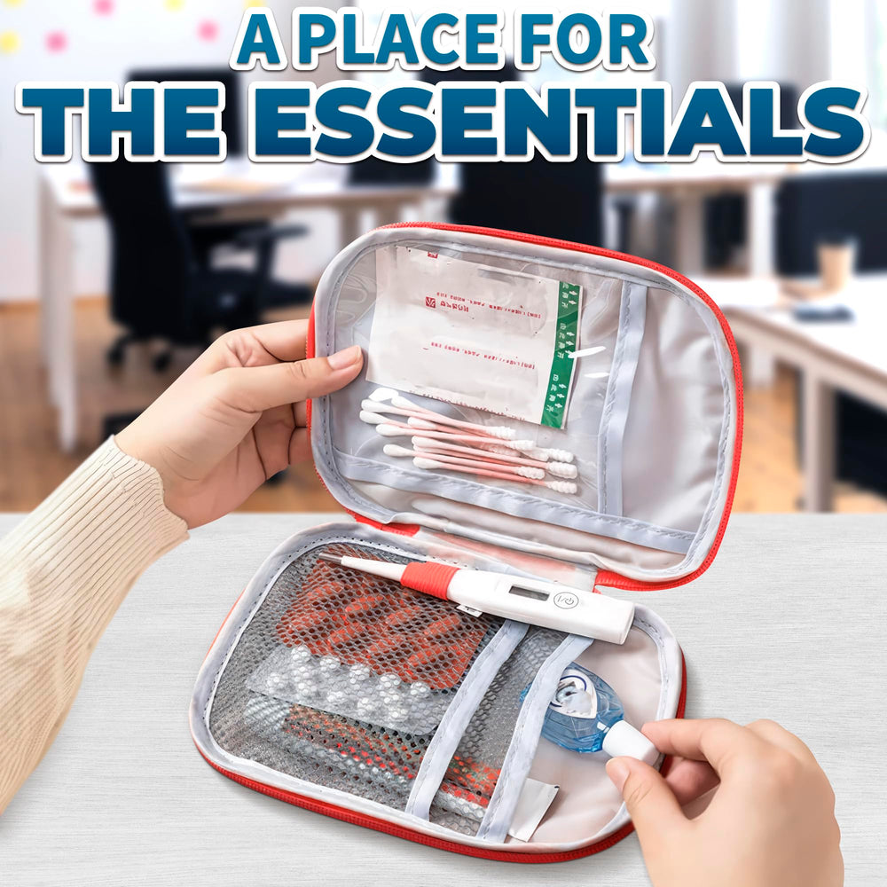 BURIUS multi-compartment design helps organize supplies.