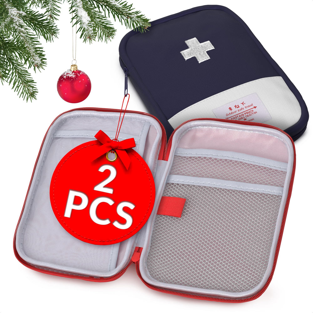 BURIUS travel first aid bag blue with organized compartments for outdoor trips.