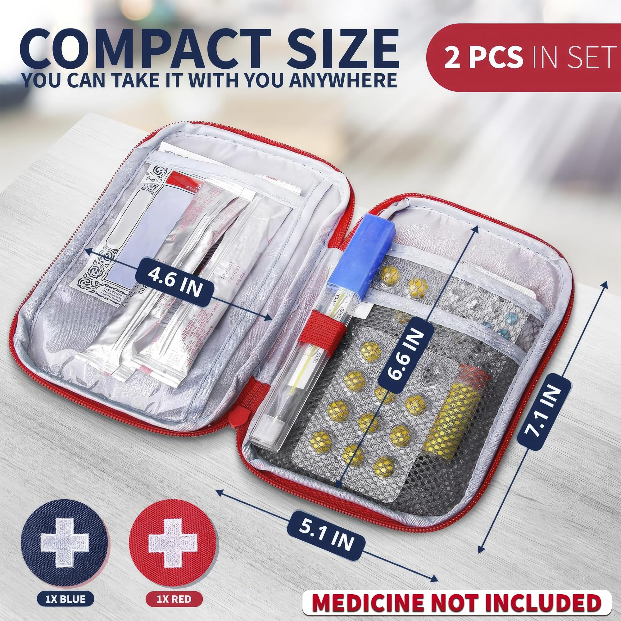 BURIUS travel first aid bag red for color-coded home and travel kits.