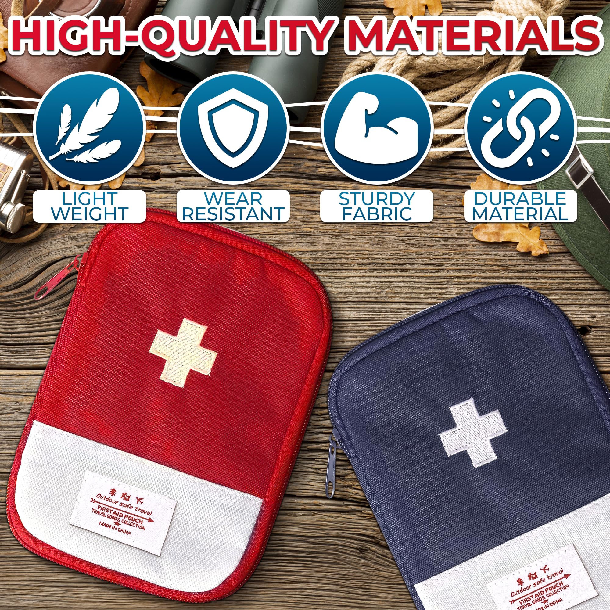 BURIUS two-pack first aid bags help separate items for easy packing.