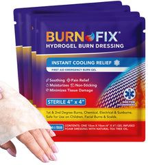 BurnFix four-pack hydrogel burn dressing for quick first aid on minor burns