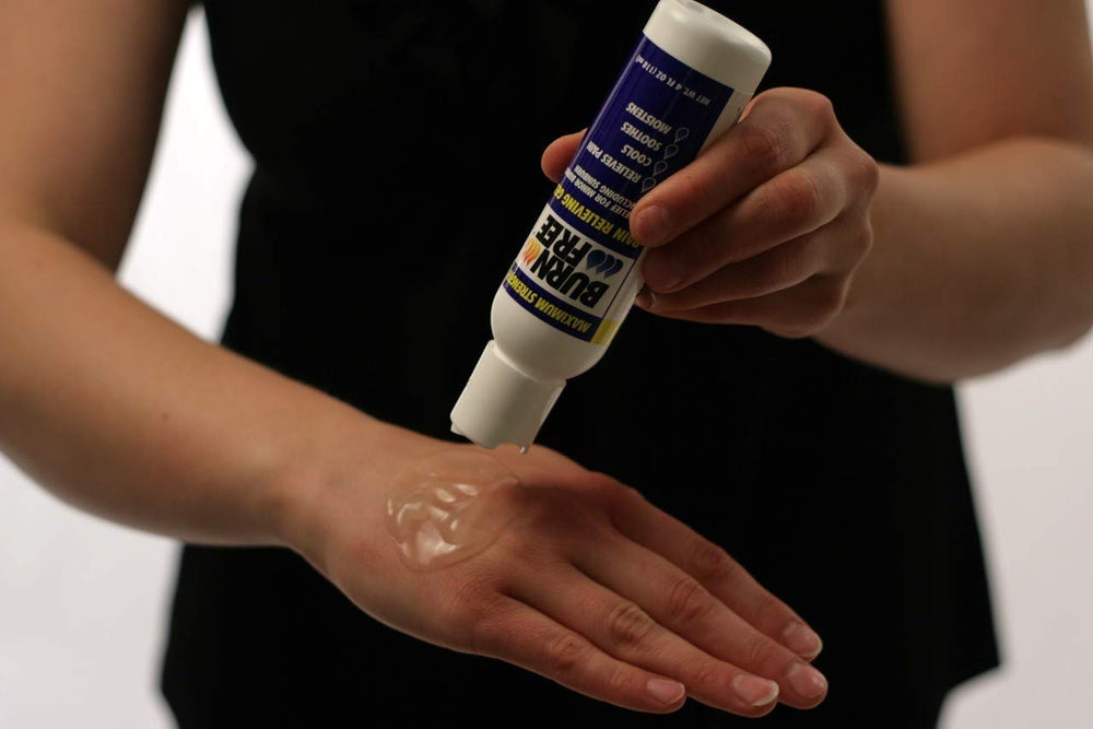 Burn Free single-dose gel packets for on-the-go treatment of small burns and sunburn.