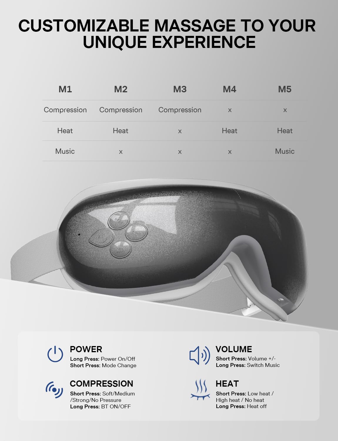 Burrki Eye Massager Bluetooth music feature for calming sounds.