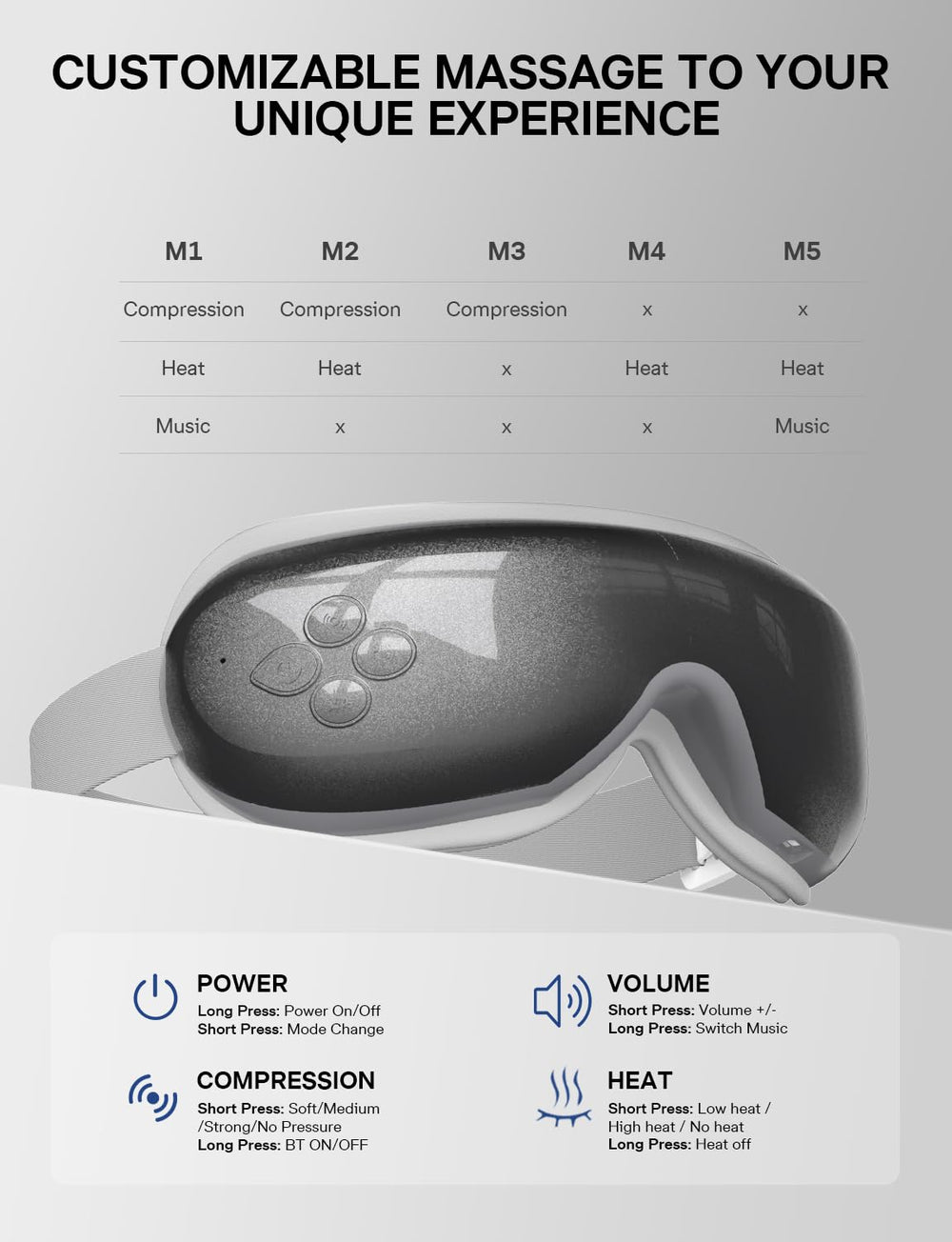 Burrki Eye Massager Bluetooth music feature for calming sounds.