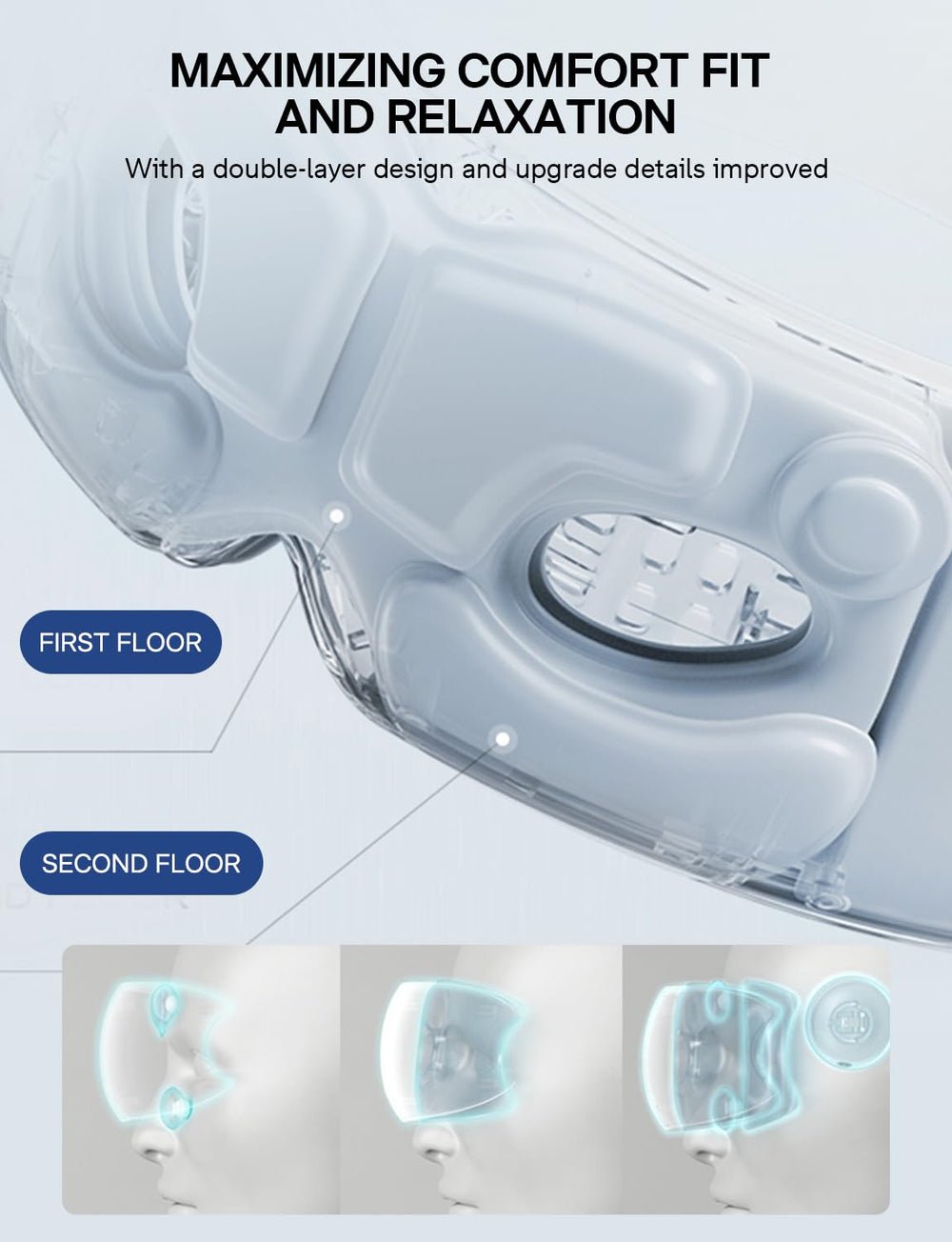 Burrki Eye Massager with compression modes supporting relaxation after work.