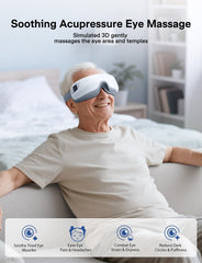 Burrki eye massager demonstrates fast heating for quick eye relief.