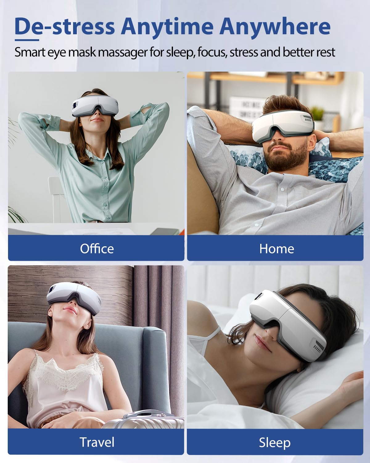 Burrki Eye Massager offers five modes for personalized relaxation and compression.