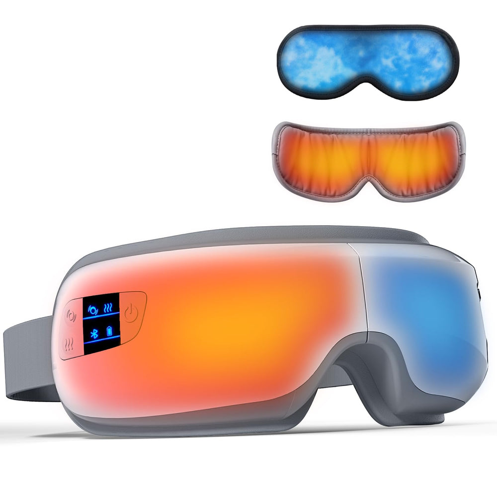 Burrki Eye Massager front view with heat and cooling for relaxation.