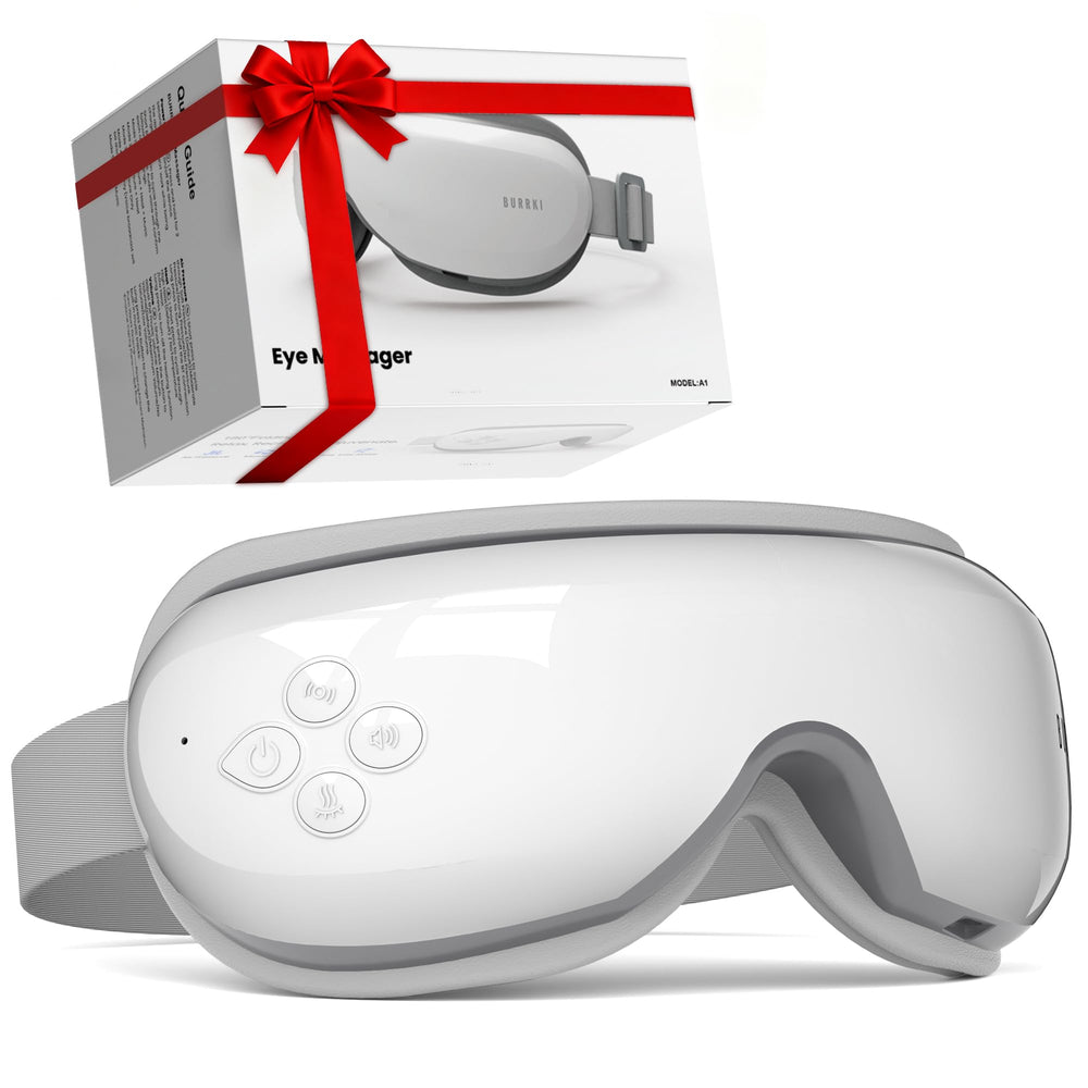 Burrki Eye Massager with Heat provides soothing warmth for tired eyes