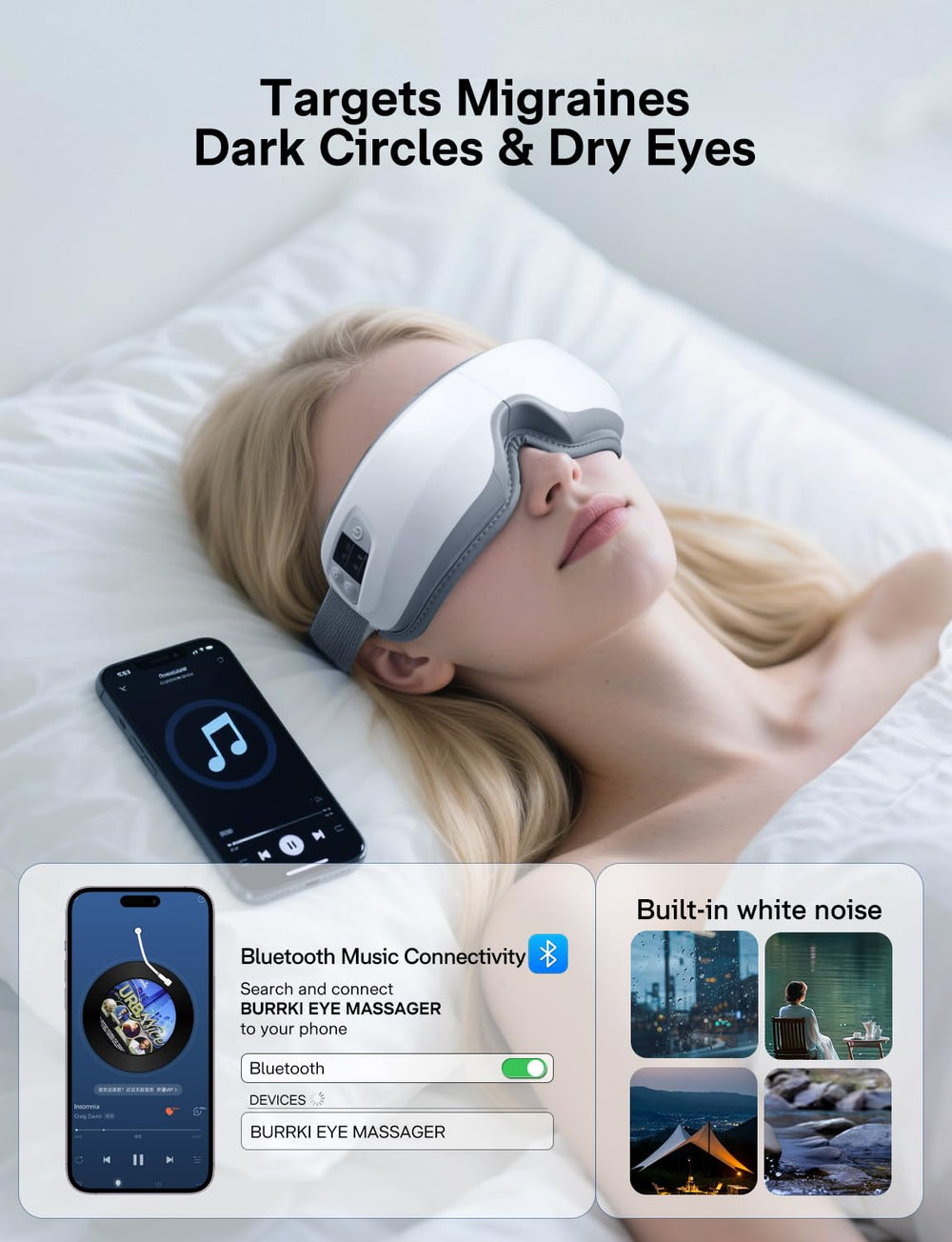 Burrki Eye Massager operates quietly for undisturbed relaxation during use.
