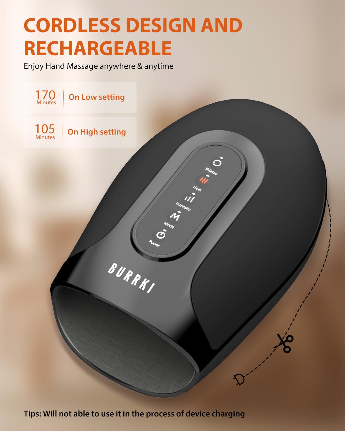 Burrki Hand Massager adjustable settings for personalized relief