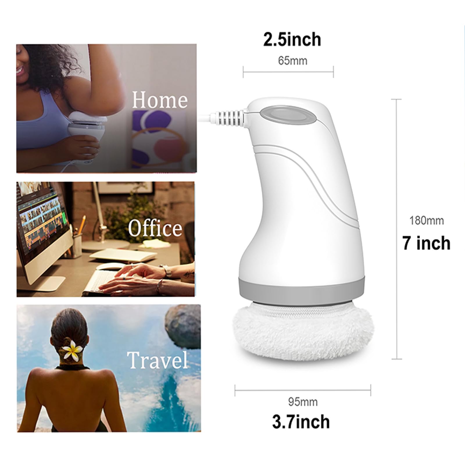Ergonomic grip design scene shows easy one-handed operation and relaxed sessions