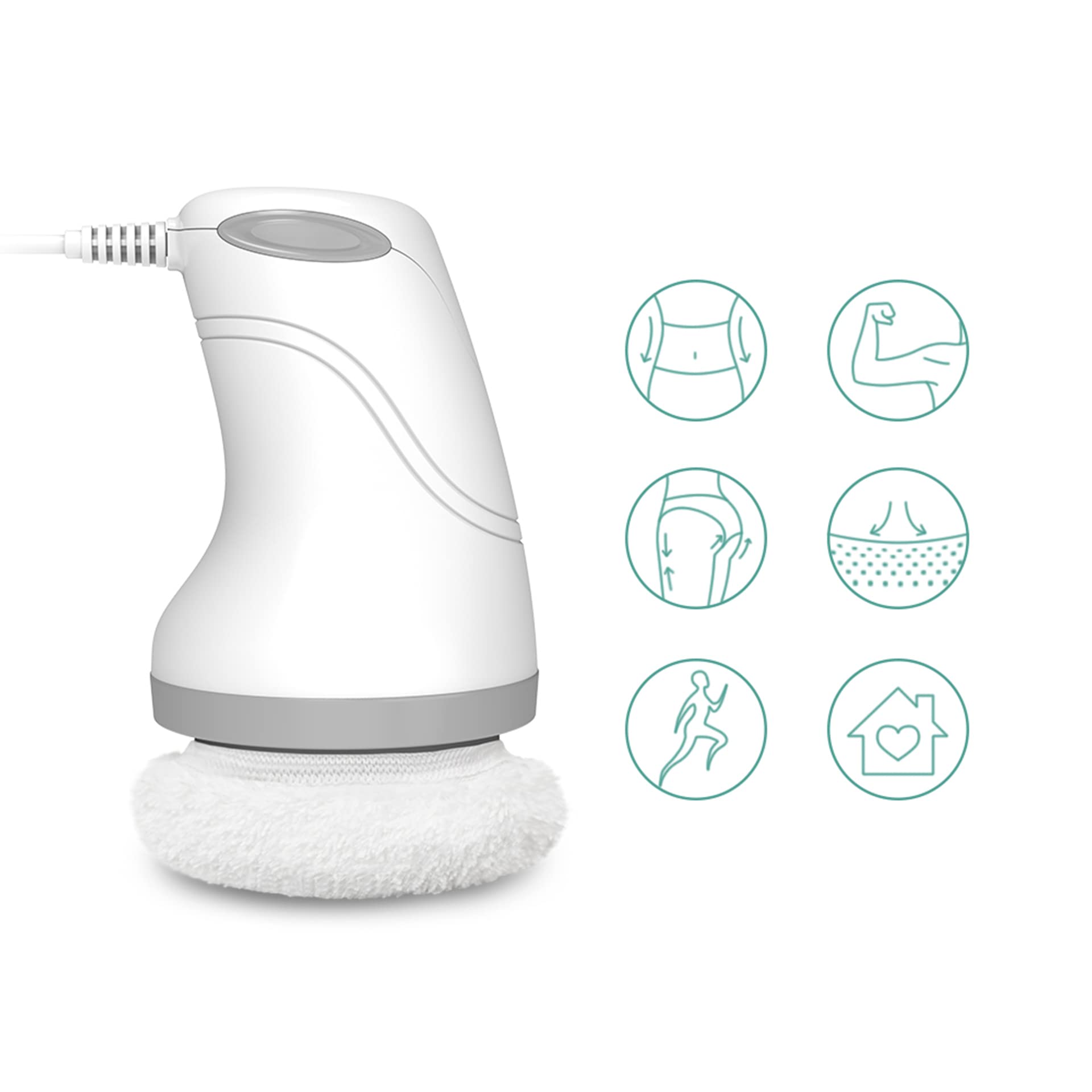 Portable body massage device demonstrates home, office, or gym use