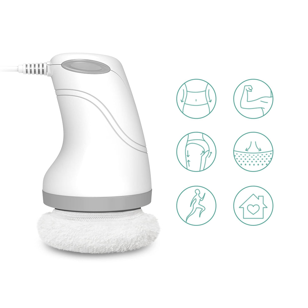 Portable body massage device demonstrates home, office, or gym use