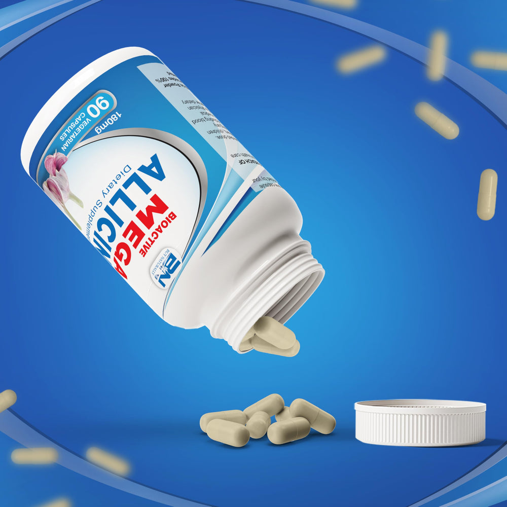 BuyNaturally Veggie capsules show 180000mcg Allicin for easy daily dosing.
