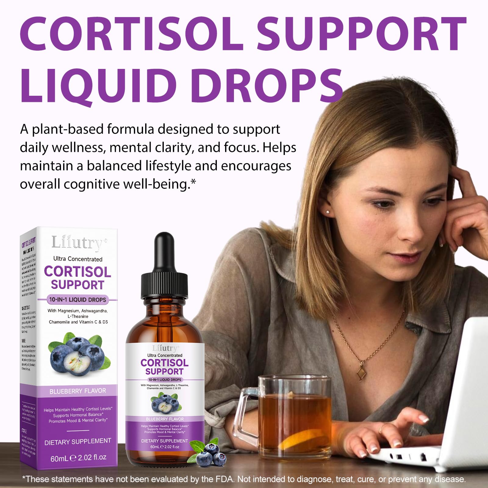 Sublingual use scene with blueberry aroma.