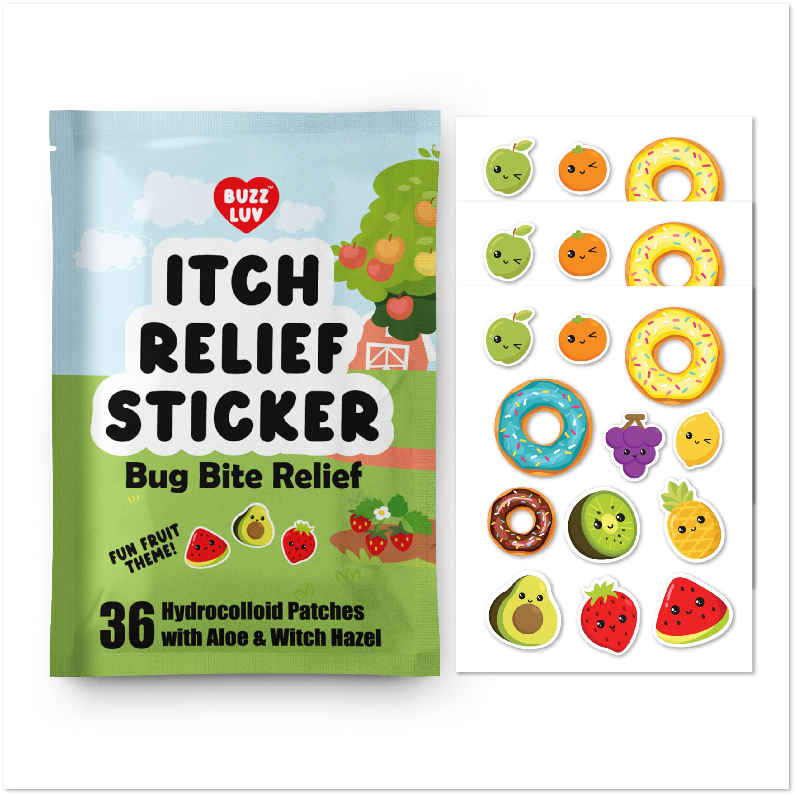 Buzzluv parche hidrocoloide para picaduras de mosquitos alivia rápido el picor.