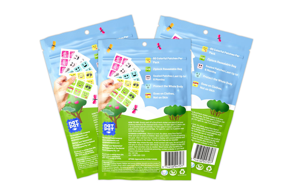 BUZZPATCH NATPAT Pack contains 180 stickers for extended coverage.