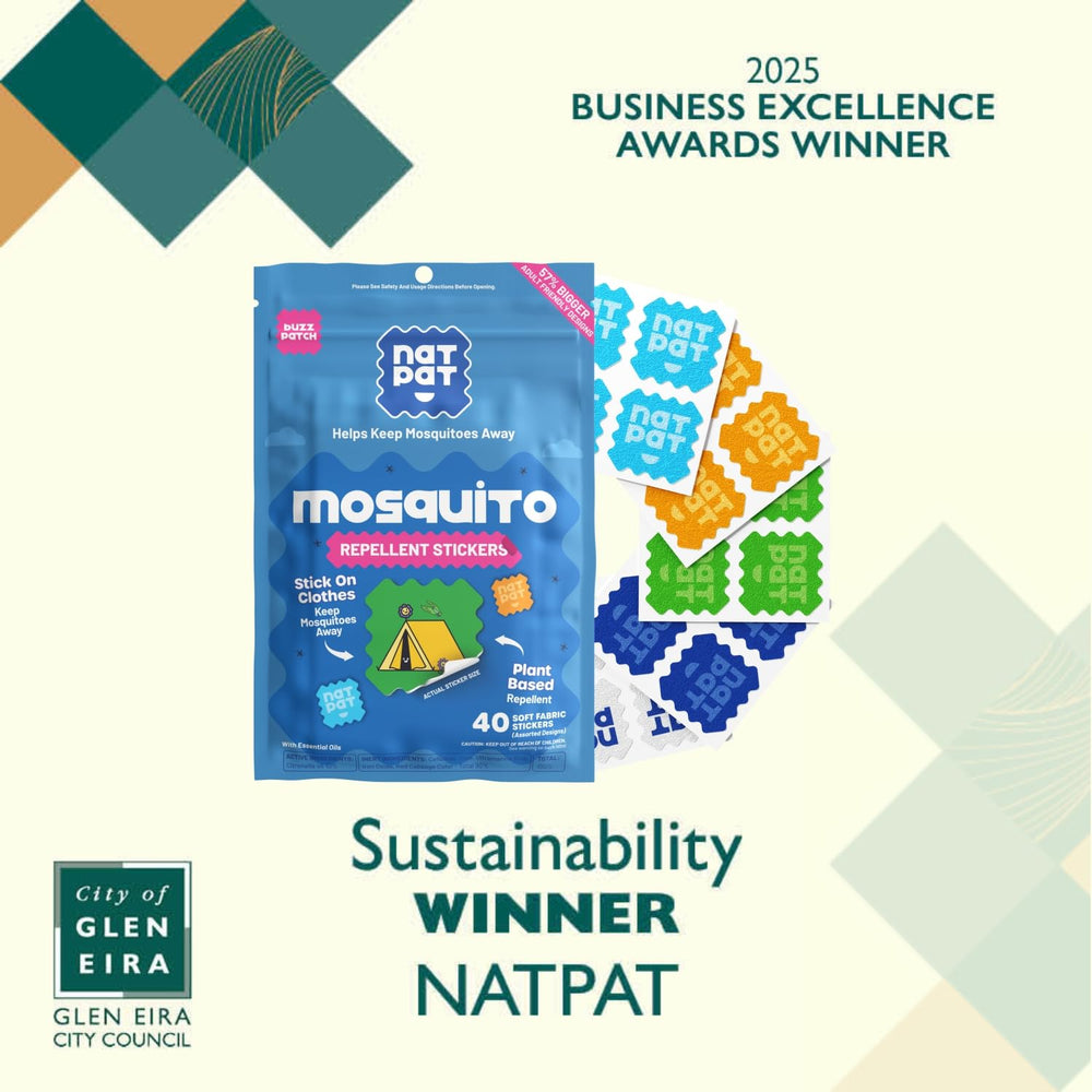 BUZZPATCH NATPAT image showing citronella and lavender oils for natural insect deterrence