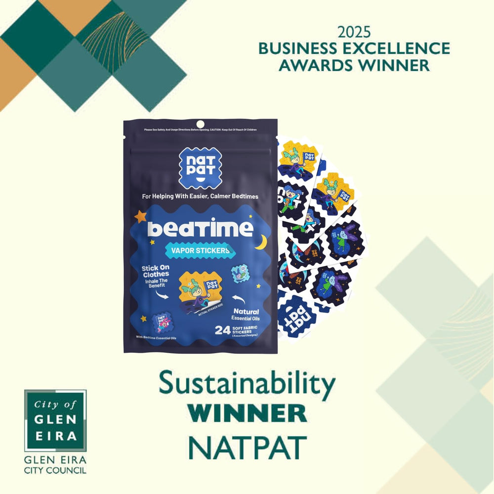 BuzzPatch NATPAT Sleepy Patch diffuses aroma through skin-safe nanomaterial for overnight diffusion.