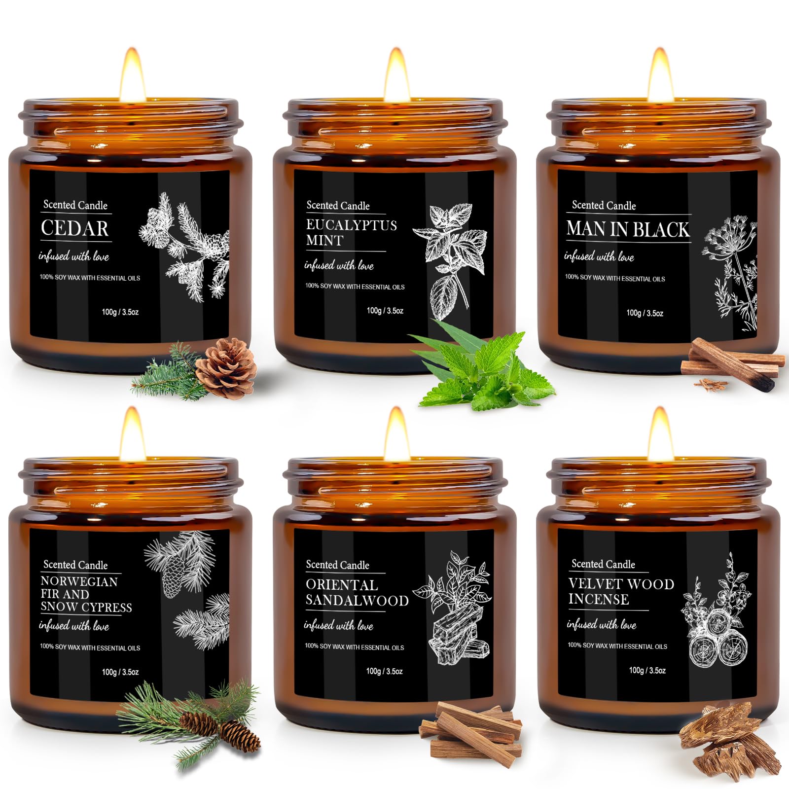 BVHDIA sandalwood cedar candle jar for a long-lasting, calming atmosphere.