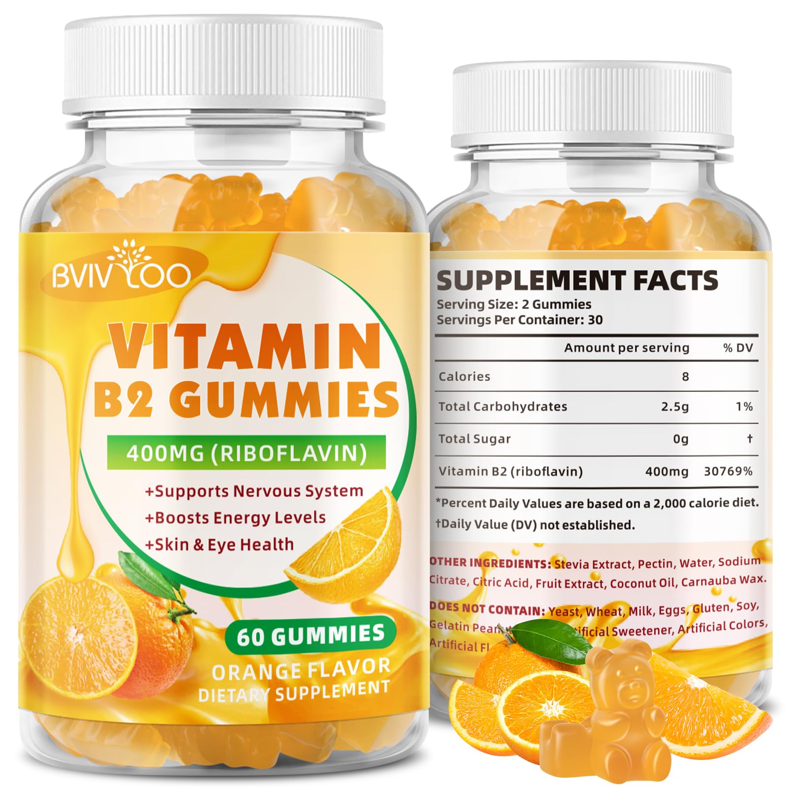 BVIVLOO Vitamin B2 Gummies bottle on the kitchen counter for daily energy support.
