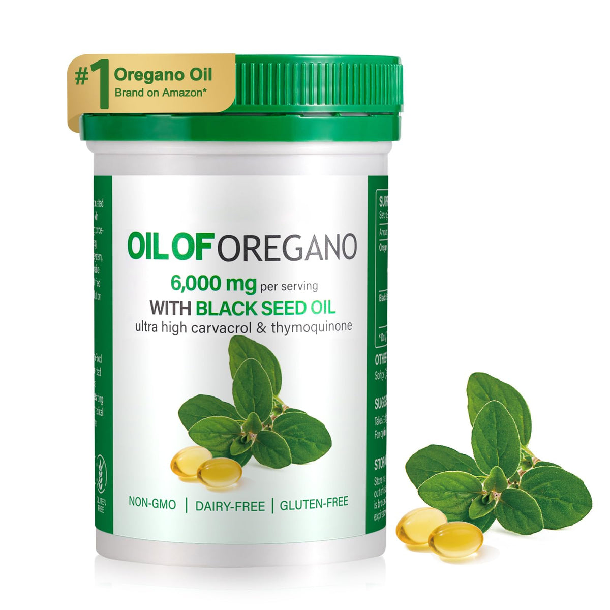 BXRUIAGN Oil of Oregano Softgels bottle with label highlighting 2-in-1 formula for seasonal support