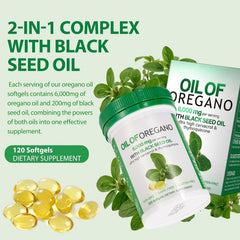 Close-up of BXRUIAGN Oil of Oregano Softgels capsules, highlighting texture and blend