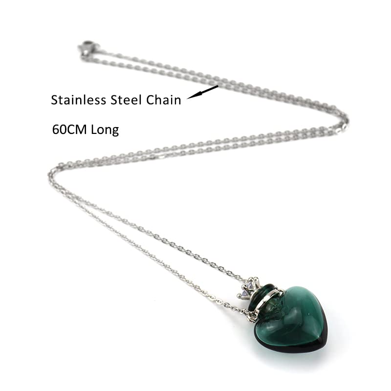 Bysxny handmade glass bottle with stainless steel chain shines.