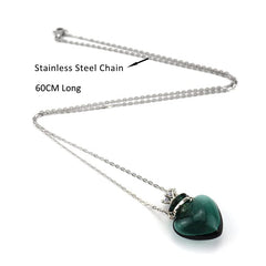 Bysxny handmade glass bottle with stainless steel chain shines.