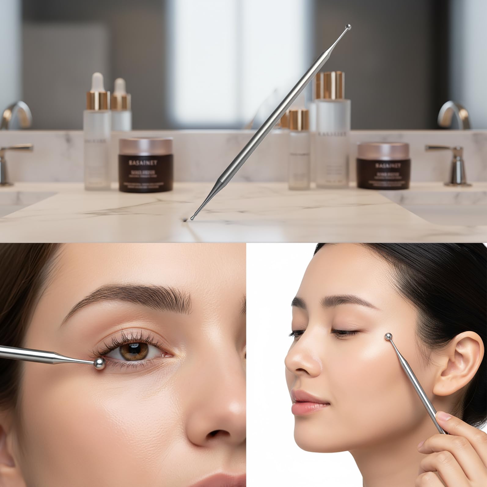 BYYDDIY masaje facial y orejas con punta ovalada para deslizamiento suave