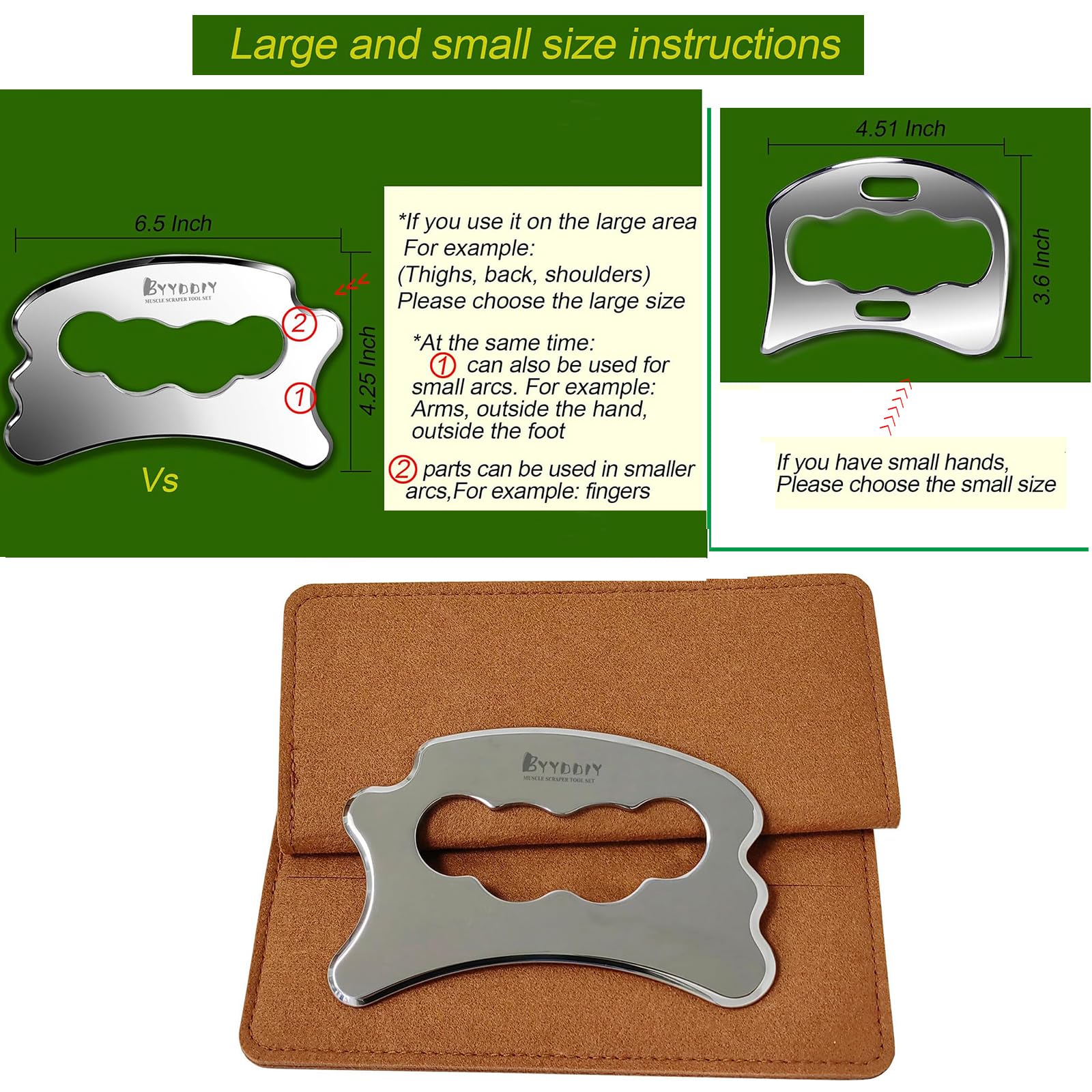 BYYDDIY central arc wave design for versatile large-muscle scraping