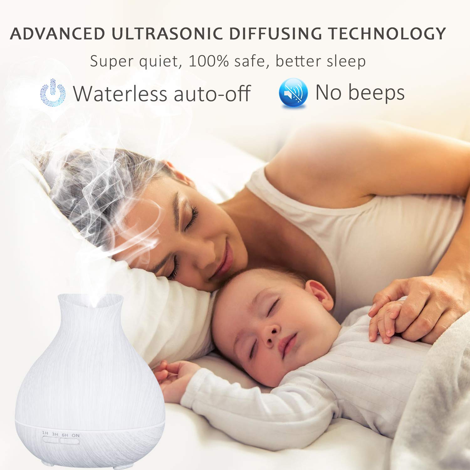 BZseed Aromatherapy Diffuser LED lights seven colors create relaxing ambiance.