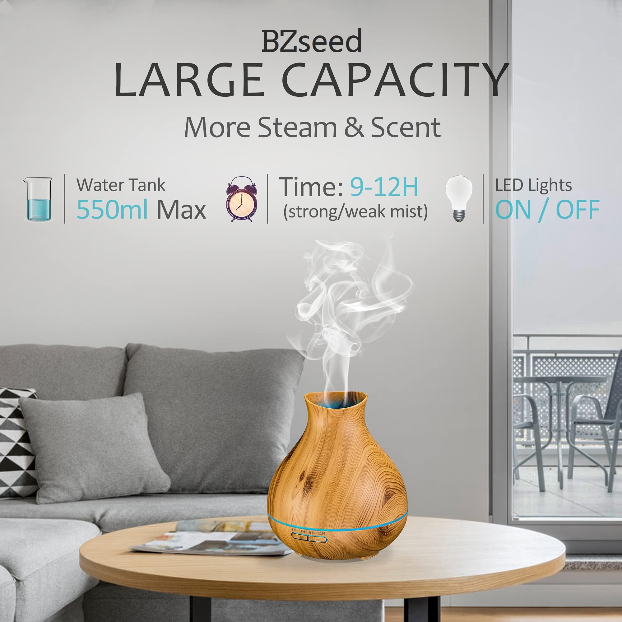 BZseed Diffuser covers large rooms up to 480 ft²