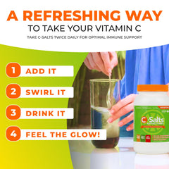 C-Salts Vitamin C Powder dissolving in liquid for quick mixability