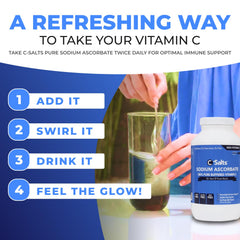 C-Salts vitamin C powder dissolving in water for quick refreshment