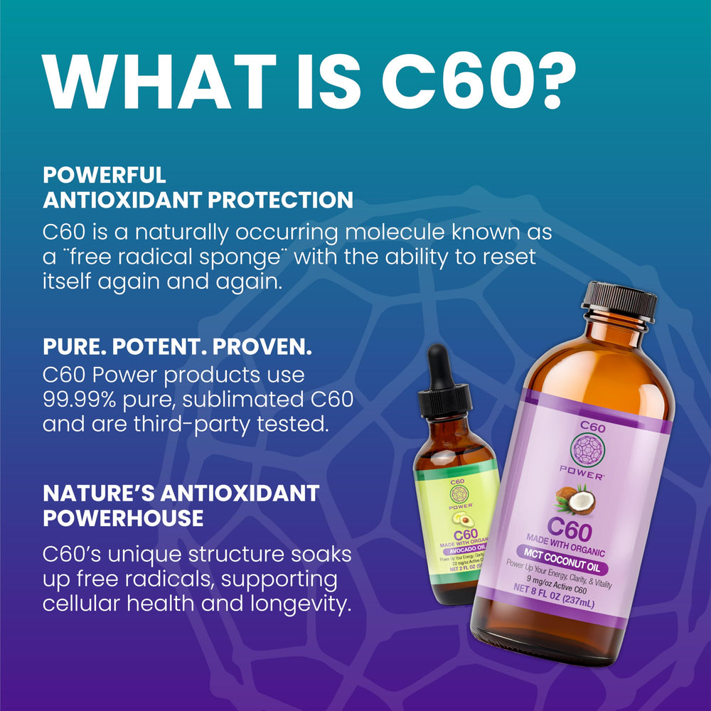 C60 Purple Power oil being poured showing fast absorption with MCT base