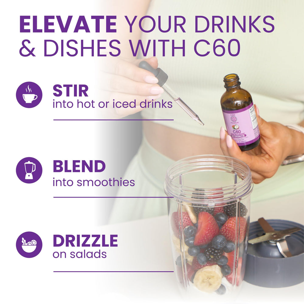 C60 Purple Power teaspoon dispense for easy daily dosing