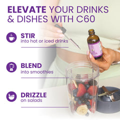 C60 Purple Power teaspoon dispense for easy daily dosing