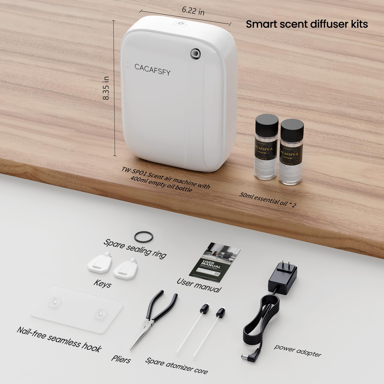 CACAFSFY diffuser includes two fragrances for hotel-inspired moods