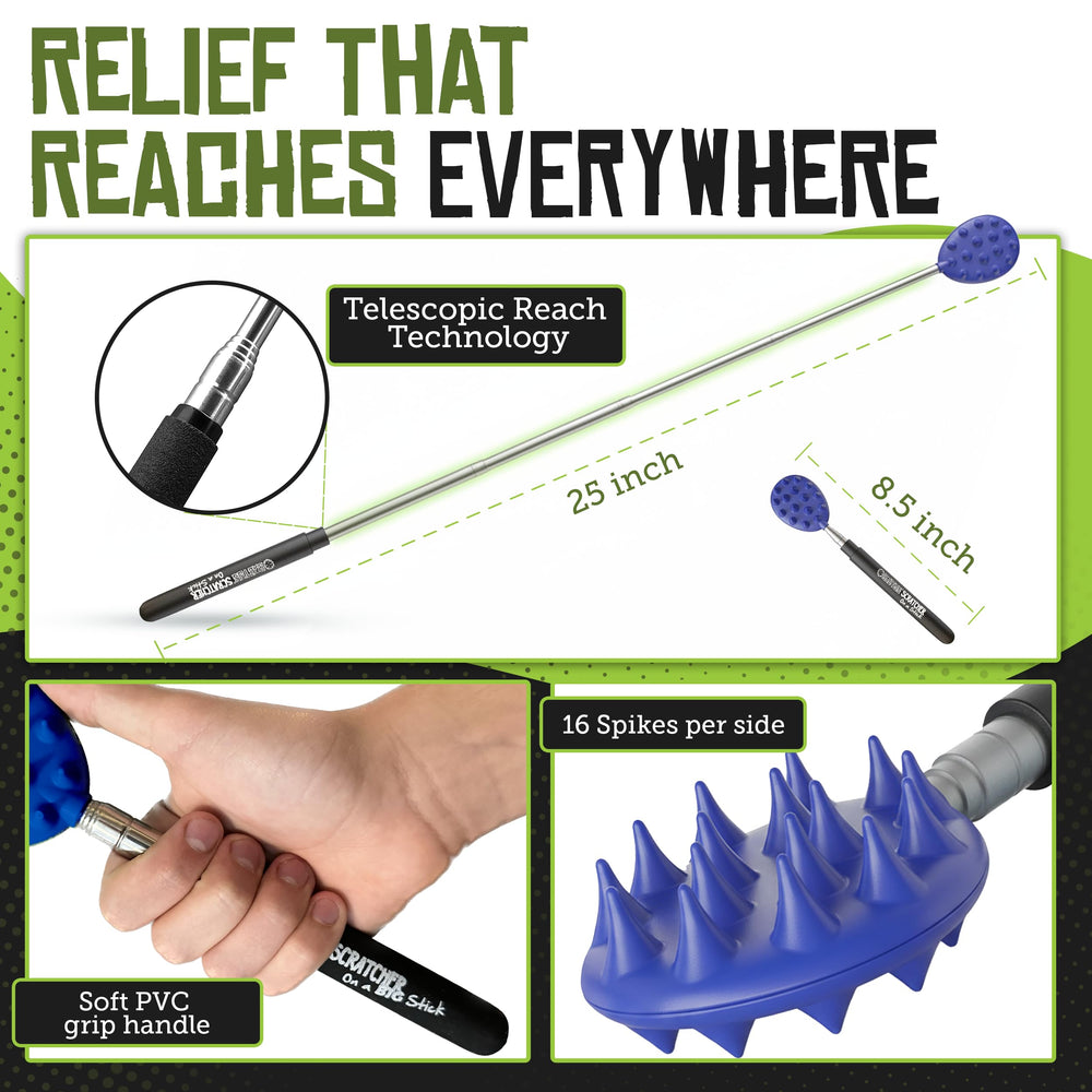 Cactus Scratcher dual-ended back scratcher for gentle and deep relief.