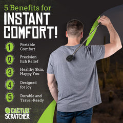 Compact Cactus Scratcher extendable back scratcher stored in a bag or drawer