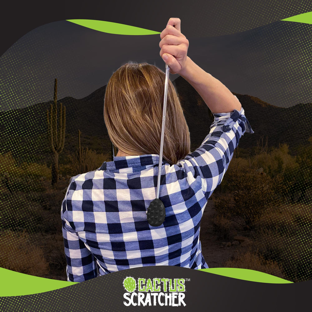 Cactus Scratcher in use showing back scratching with the comfortable end