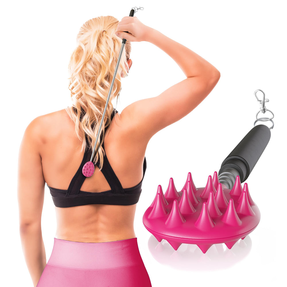Cactus Scratcher extendable back scratcher in pink for reaching the back comfortably