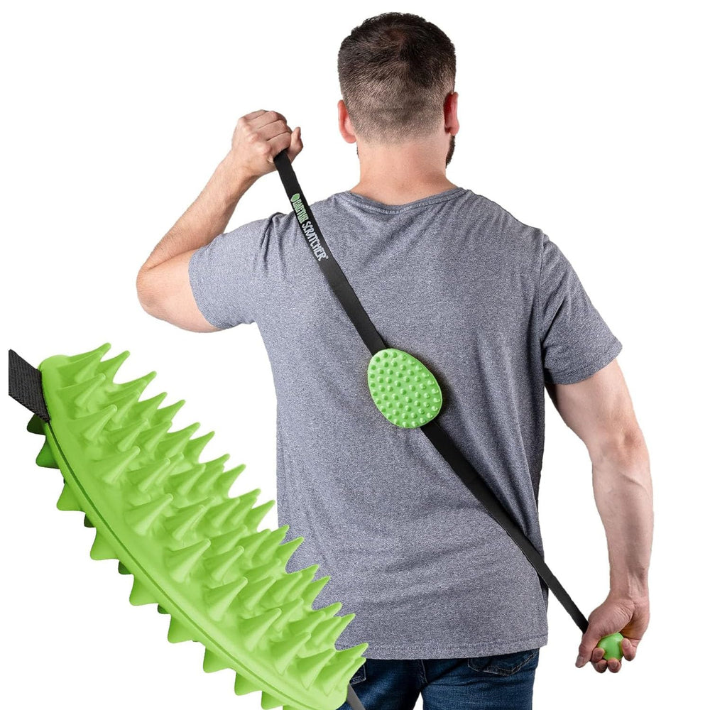 Cactus Scratcher original back scratcher strap enables easier reach for hard-to-reach areas.