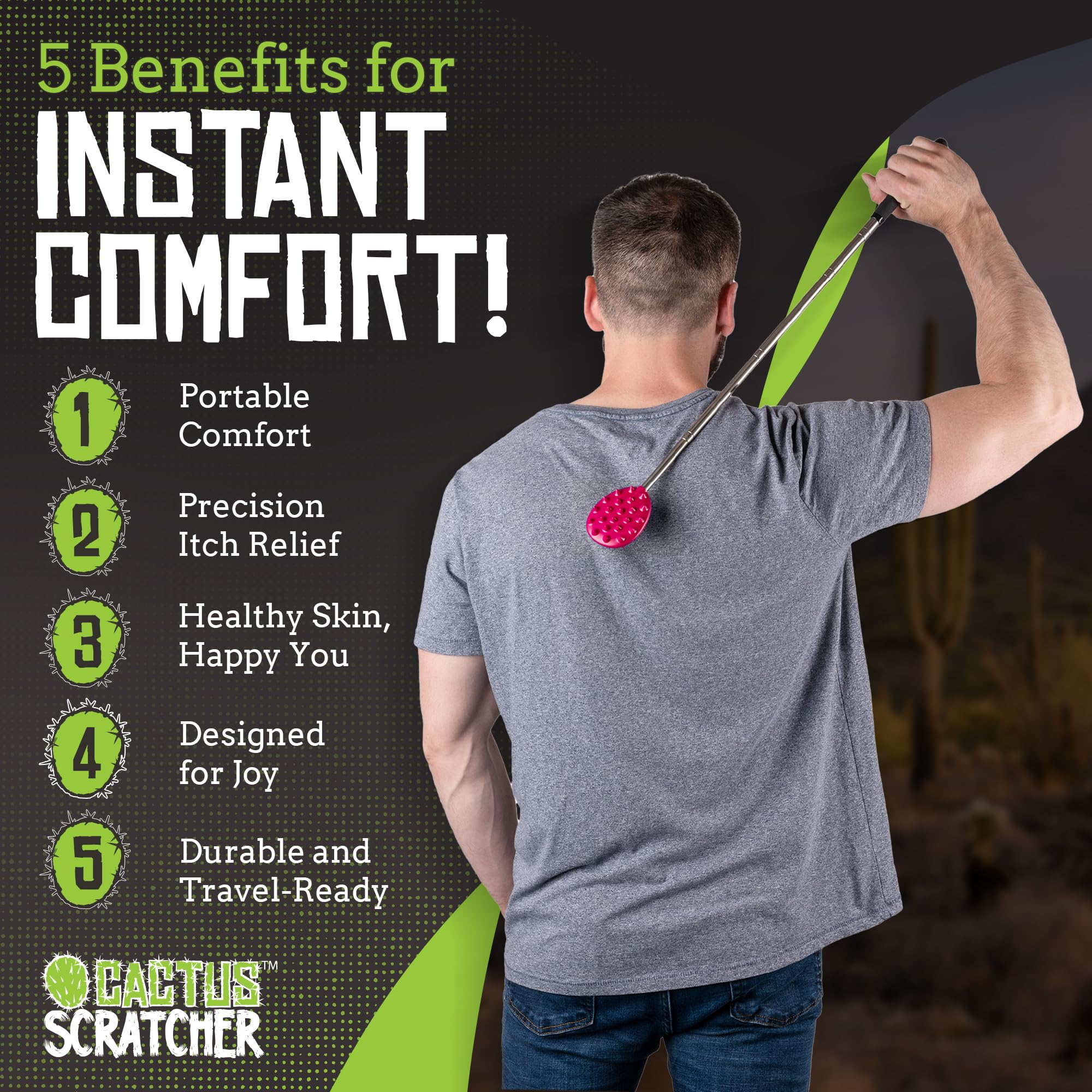 Cactus Scratcher rascador de espalda plegado y compacto para viajar