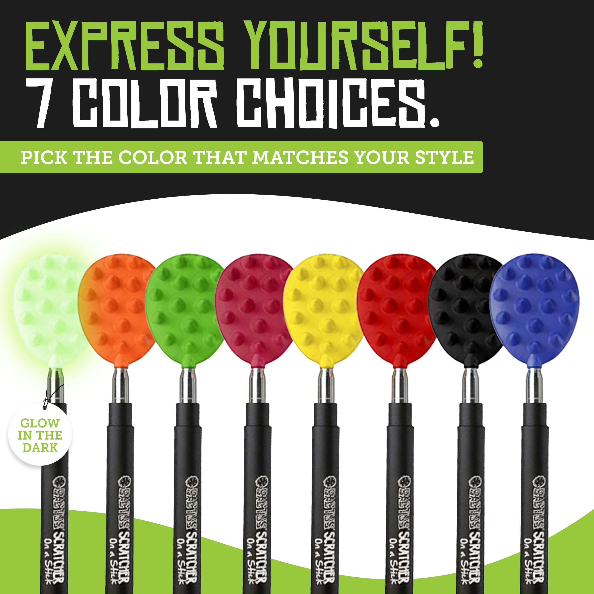 Cactus Scratcher helps reach shoulders, neck, and back with easy lock-in extension.
