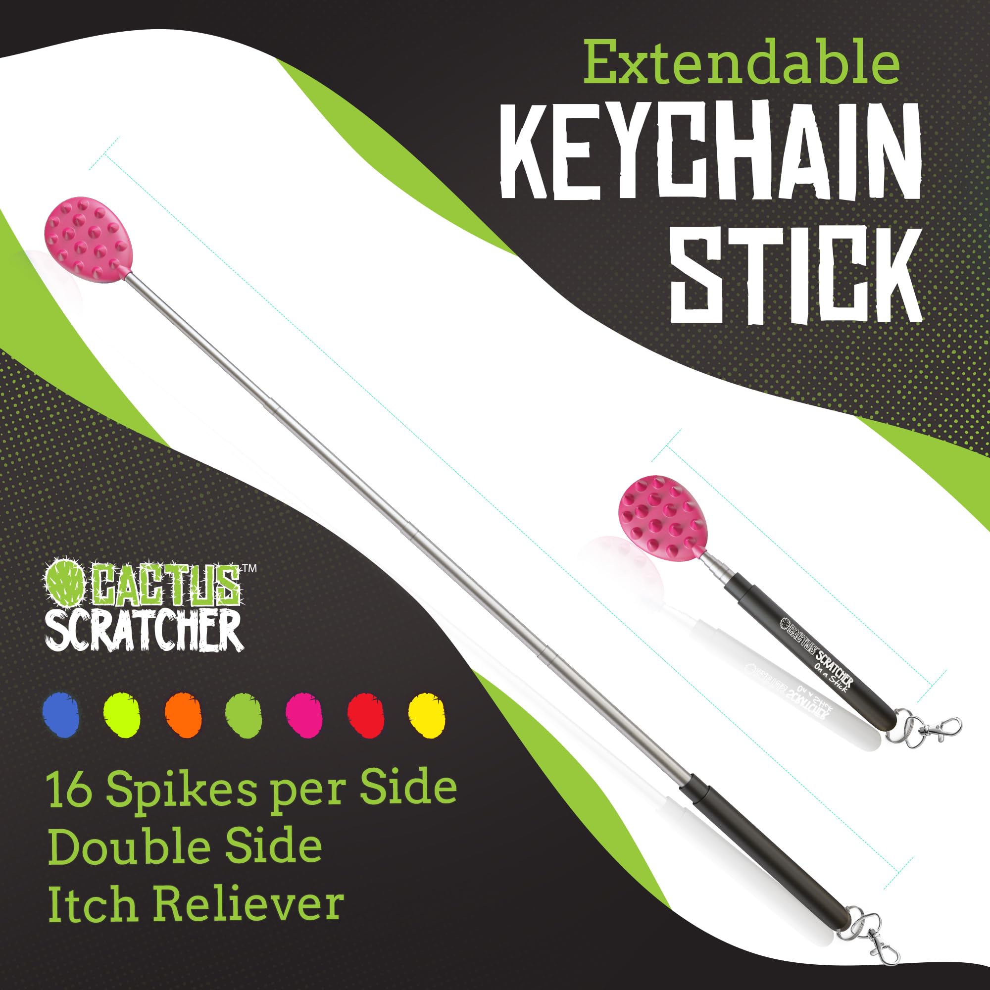 Cactus Scratcher telescopic handle with non-slip grip in pink for durable comfort